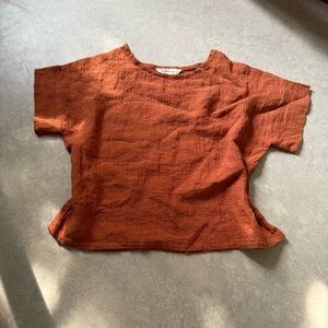 Elizabeth Suzann Terracotta Linen Short Sleeve Top (sz OSM)